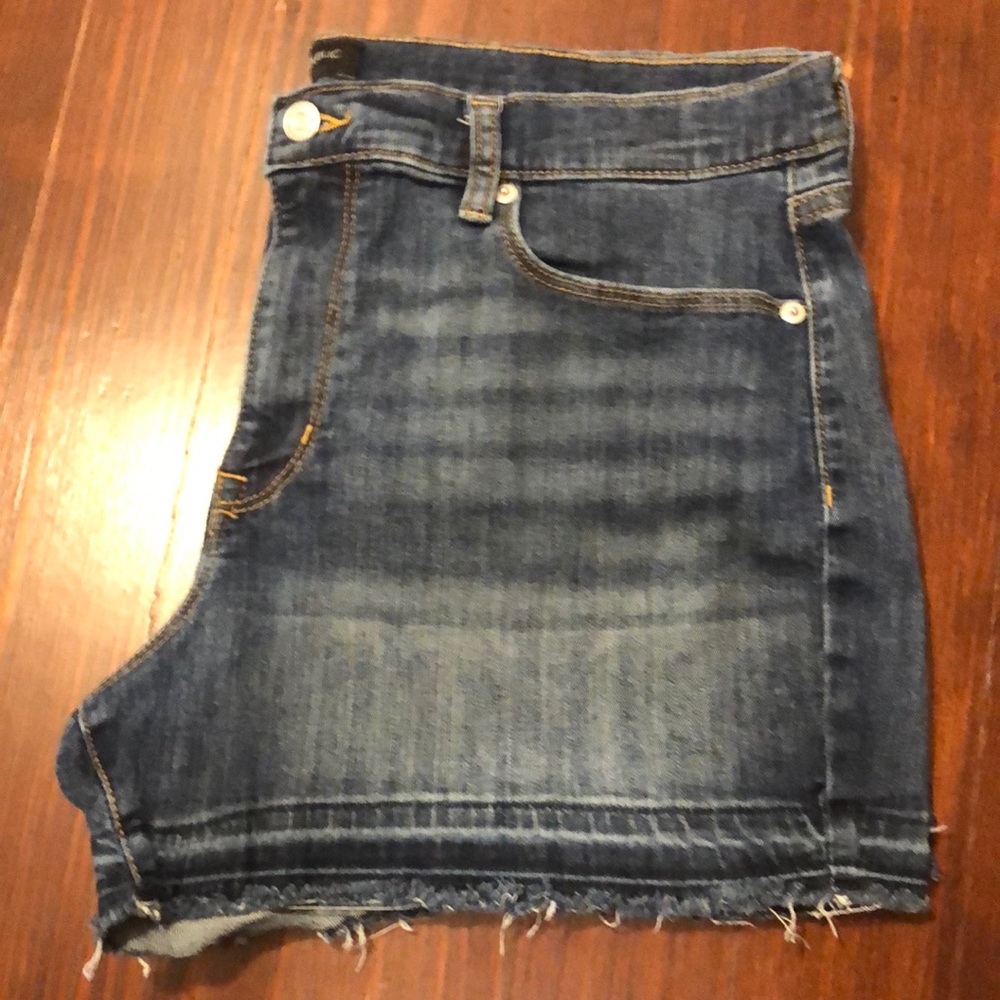 Distressed jean shorts